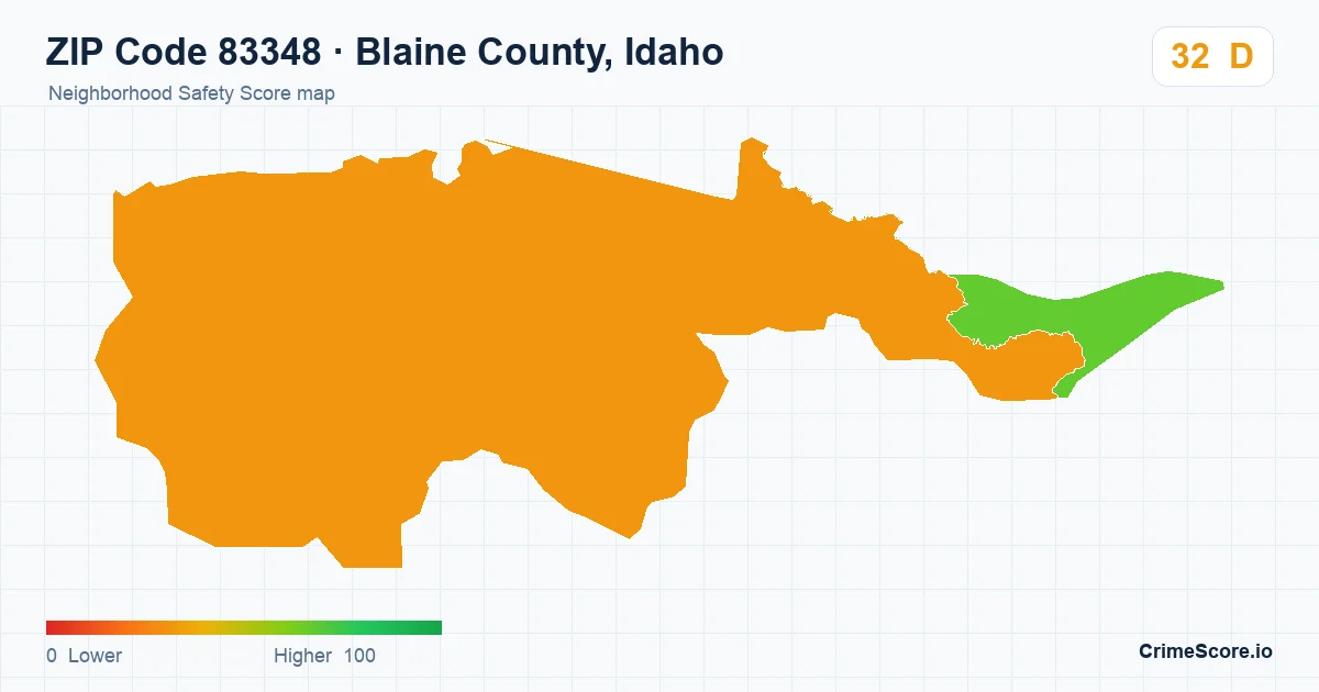 ZIP Code 83348 in Blaine County, Idaho neighborhood Safety Score map