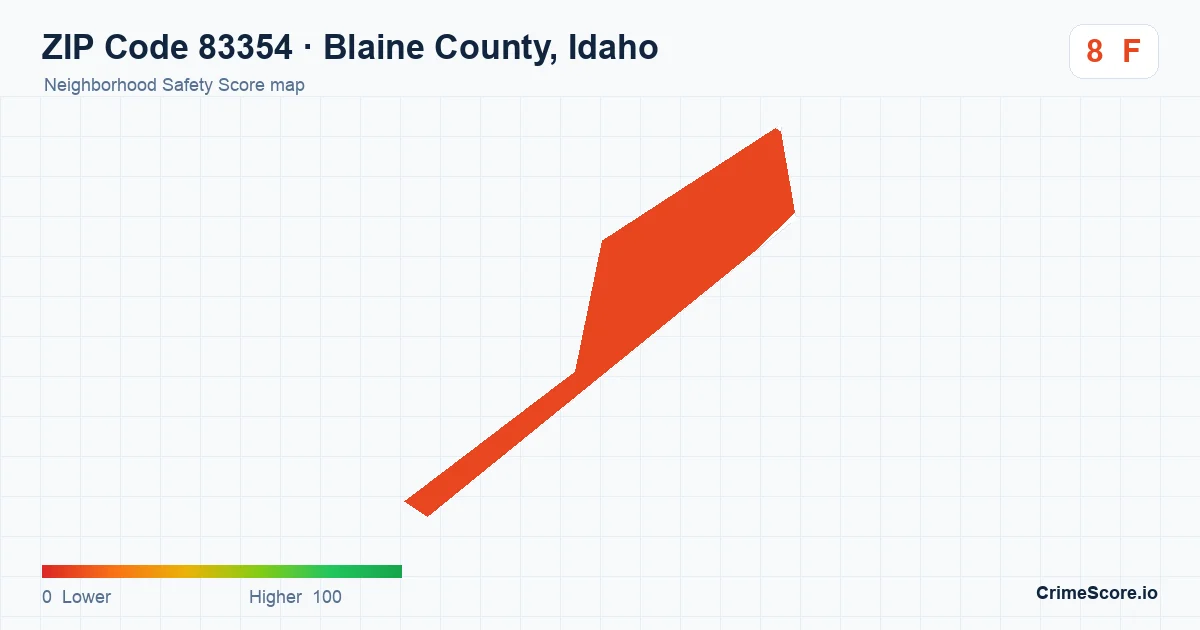 ZIP Code 83354 in Blaine County, Idaho neighborhood Safety Score map