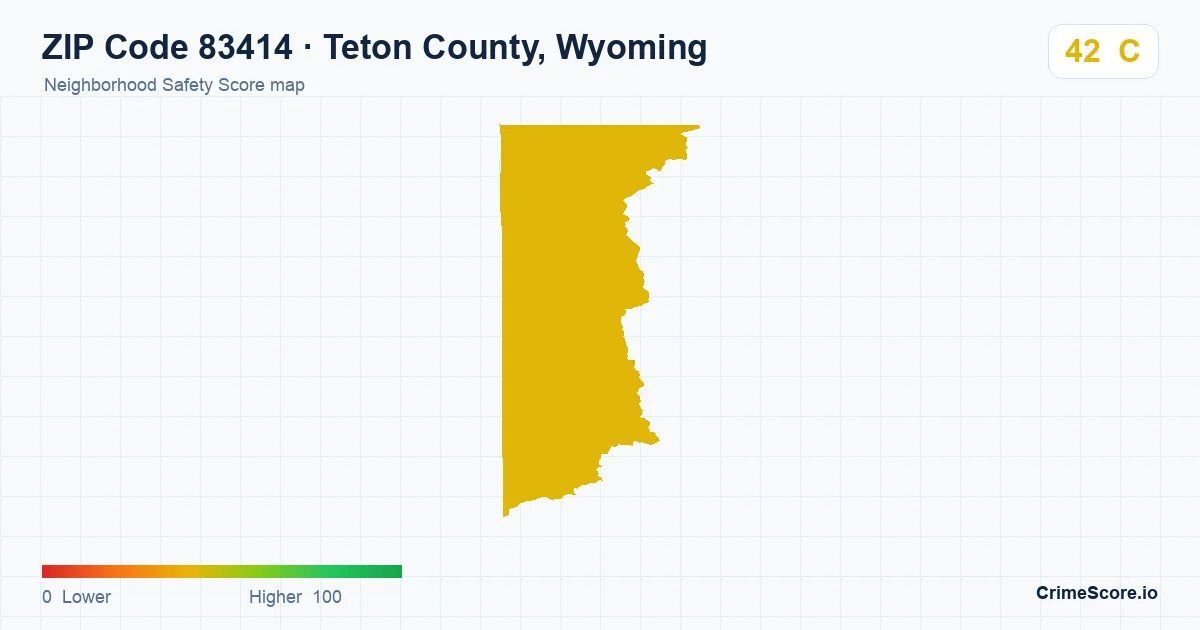 ZIP Code 83414 in Teton County, Wyoming neighborhood Safety Score map