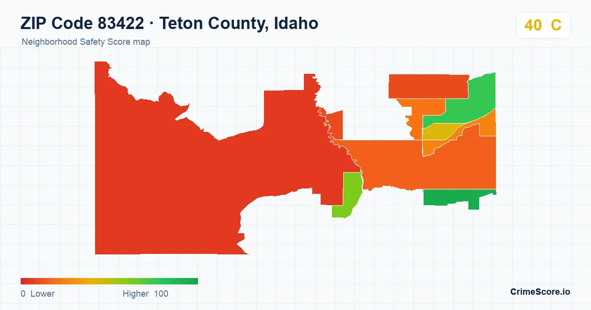 ZIP Code 83422 in Teton County, Idaho neighborhood Safety Score map