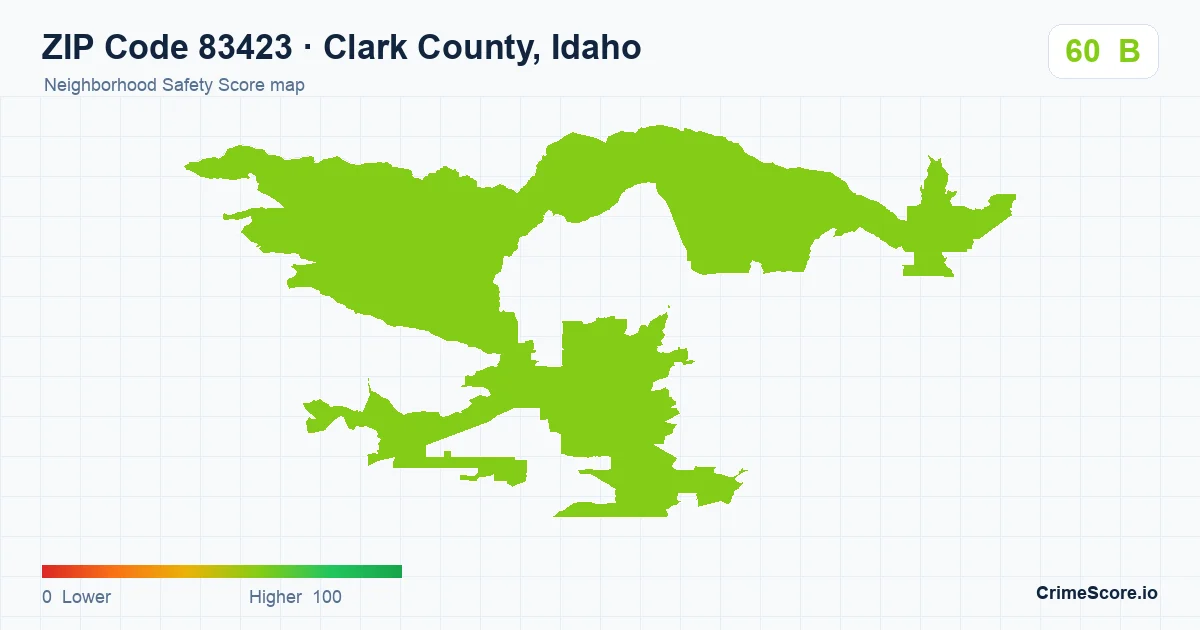 ZIP Code 83423 in Clark County, Idaho neighborhood Safety Score map