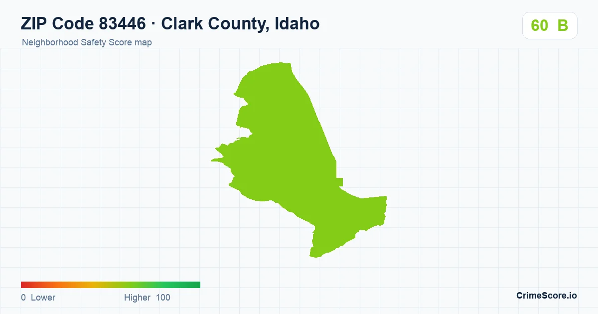 ZIP Code 83446 in Clark County, Idaho neighborhood Safety Score map