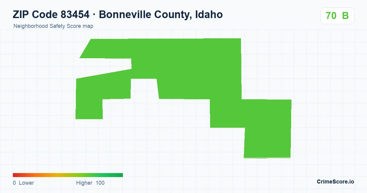 ZIP Code 83454 in Bonneville County, Idaho neighborhood Safety Score map