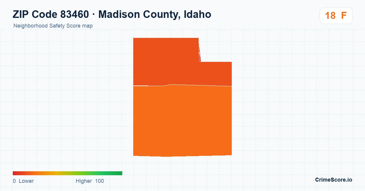ZIP Code 83460 in Madison County, Idaho neighborhood Safety Score map
