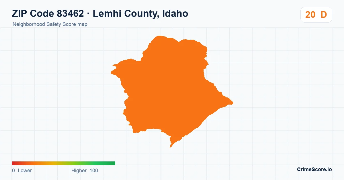 ZIP Code 83462 in Lemhi County, Idaho neighborhood Safety Score map
