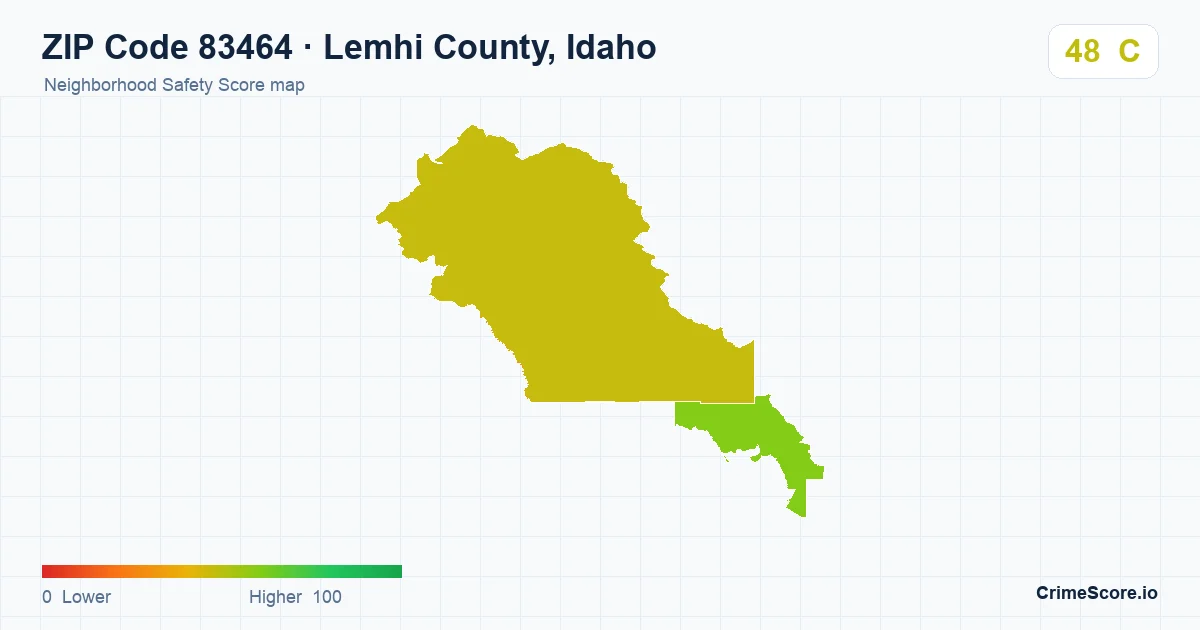 ZIP Code 83464 in Lemhi County, Idaho neighborhood Safety Score map