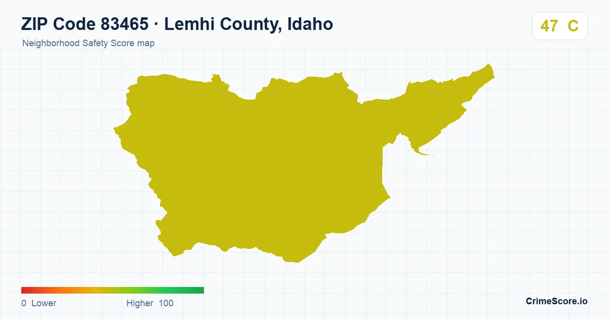 ZIP Code 83465 in Lemhi County, Idaho neighborhood Safety Score map