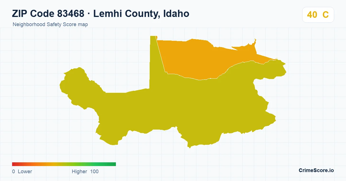 ZIP Code 83468 in Lemhi County, Idaho neighborhood Safety Score map