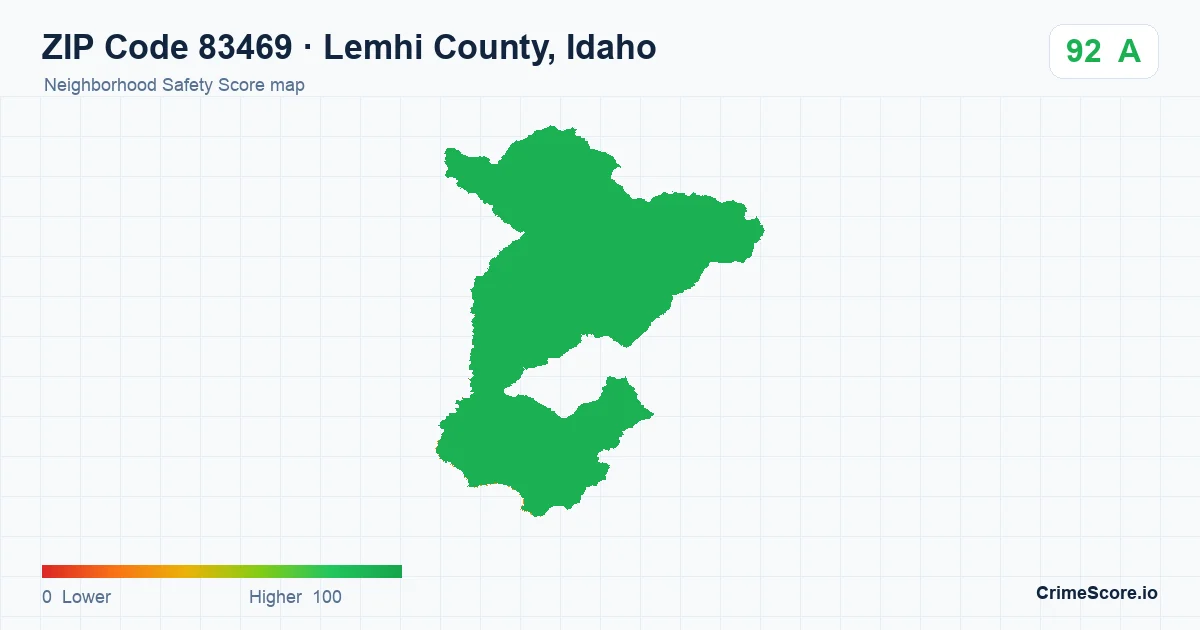 ZIP Code 83469 in Lemhi County, Idaho neighborhood Safety Score map