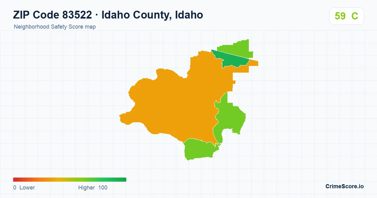 ZIP Code 83522 in Idaho County, Idaho neighborhood Safety Score map