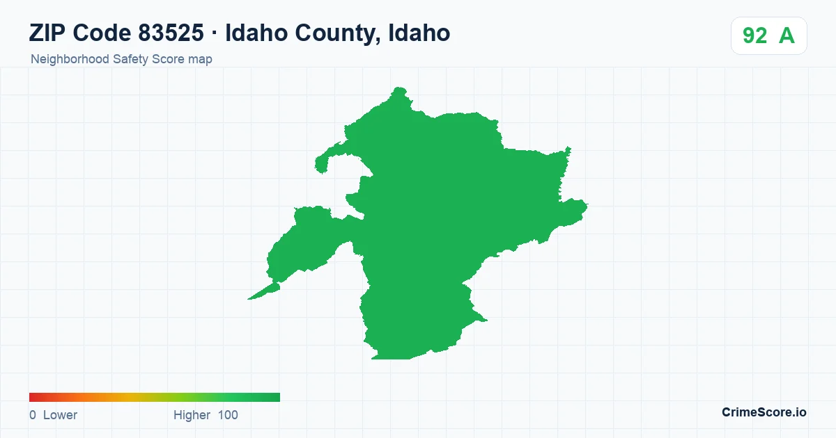 ZIP Code 83525 in Idaho County, Idaho neighborhood Safety Score map