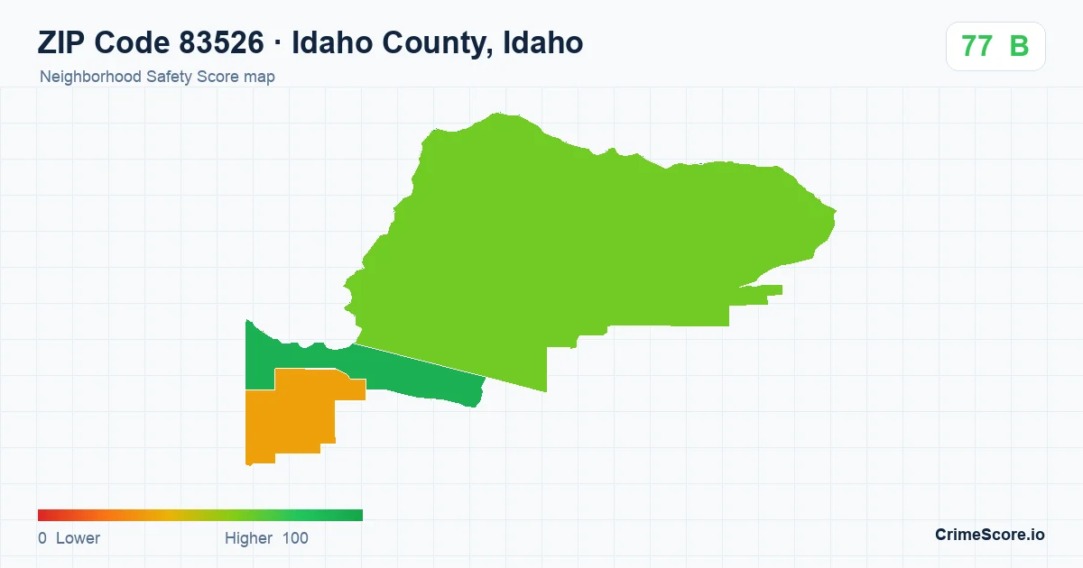 ZIP Code 83526 in Idaho County, Idaho neighborhood Safety Score map