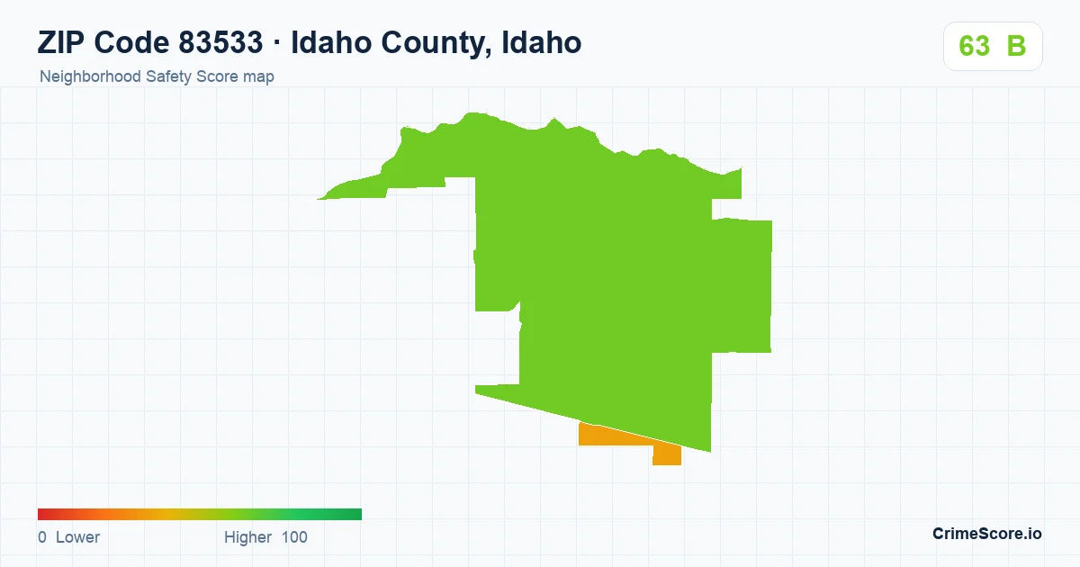 ZIP Code 83533 in Idaho County, Idaho neighborhood Safety Score map