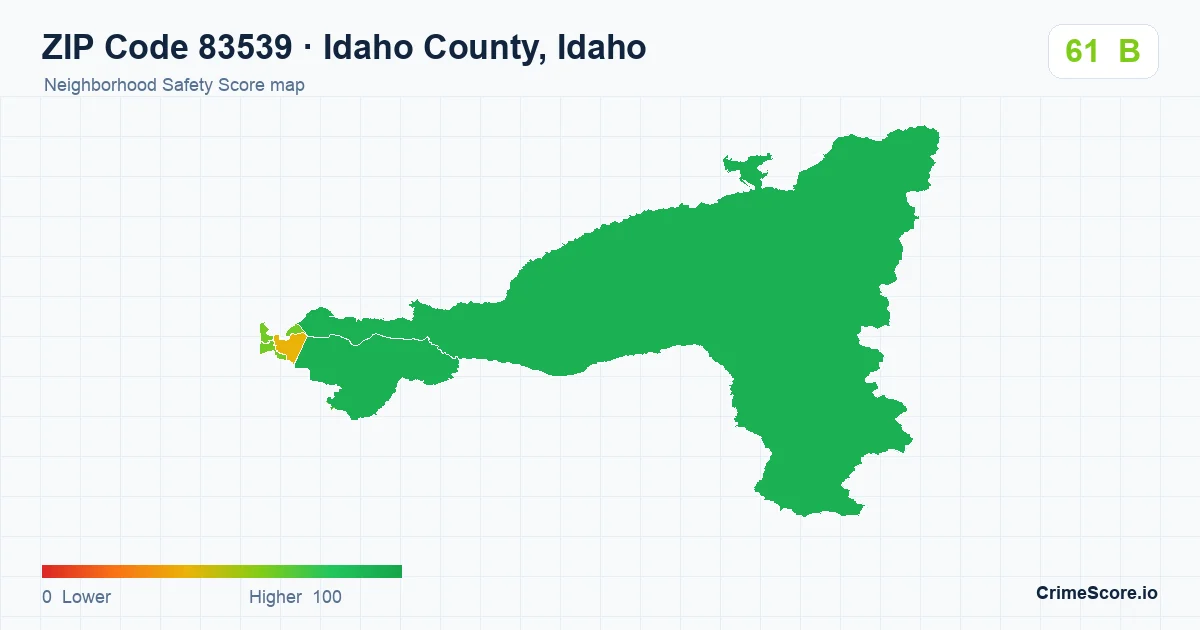 ZIP Code 83539 in Idaho County, Idaho neighborhood Safety Score map