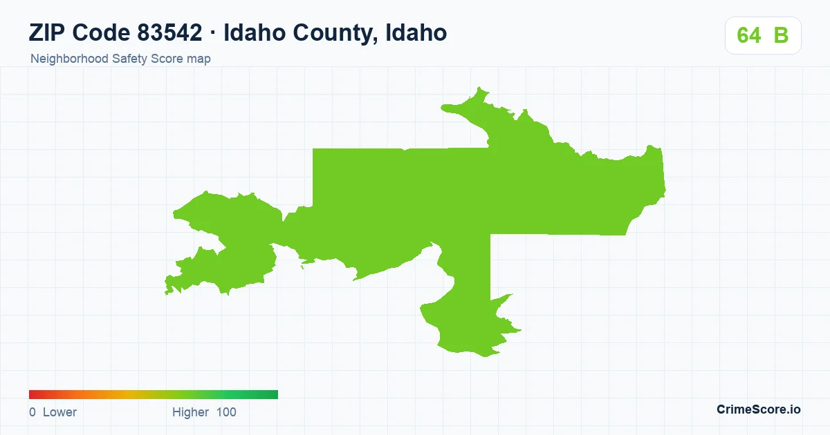 ZIP Code 83542 in Idaho County, Idaho neighborhood Safety Score map