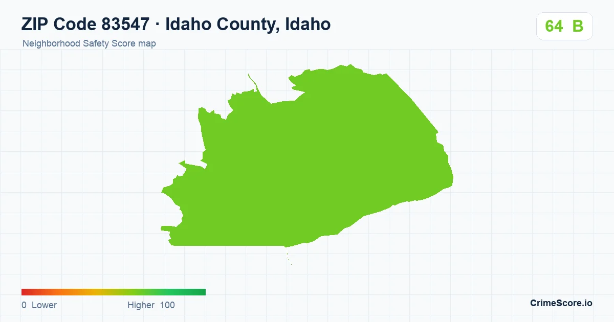 ZIP Code 83547 in Idaho County, Idaho neighborhood Safety Score map