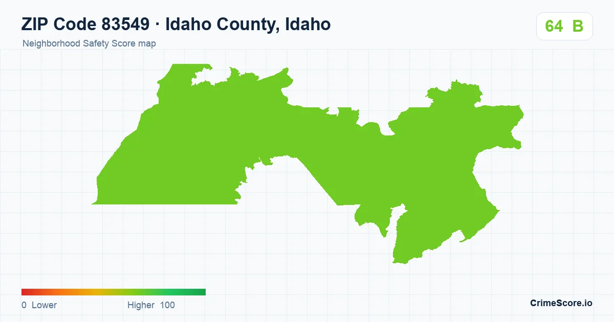 ZIP Code 83549 in Idaho County, Idaho neighborhood Safety Score map