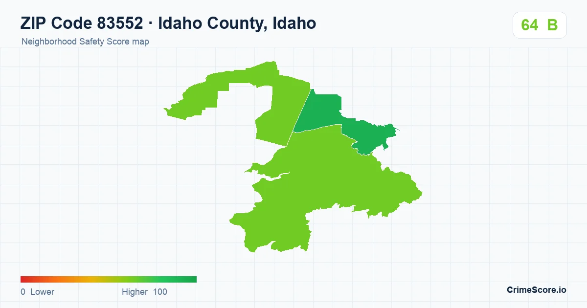 ZIP Code 83552 in Idaho County, Idaho neighborhood Safety Score map