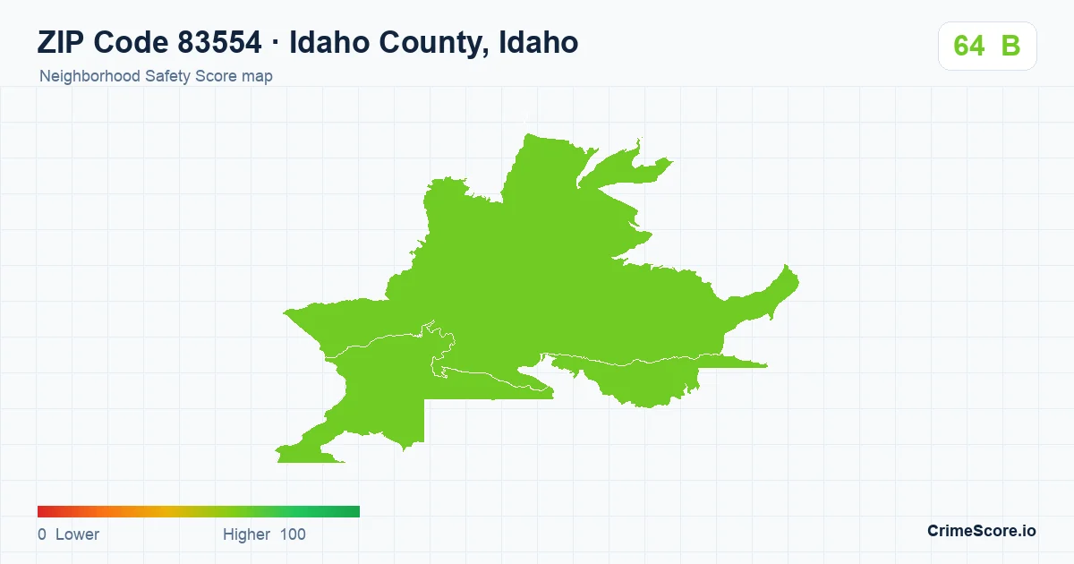 ZIP Code 83554 in Idaho County, Idaho neighborhood Safety Score map