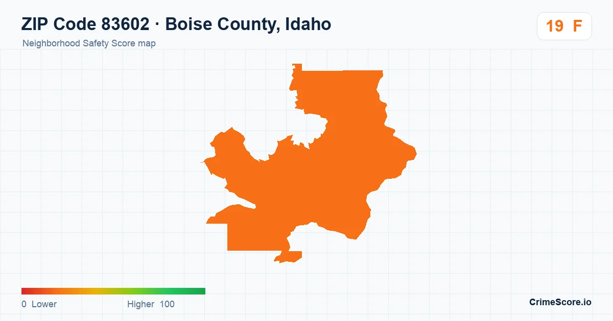 ZIP Code 83602 in Boise County, Idaho neighborhood Safety Score map
