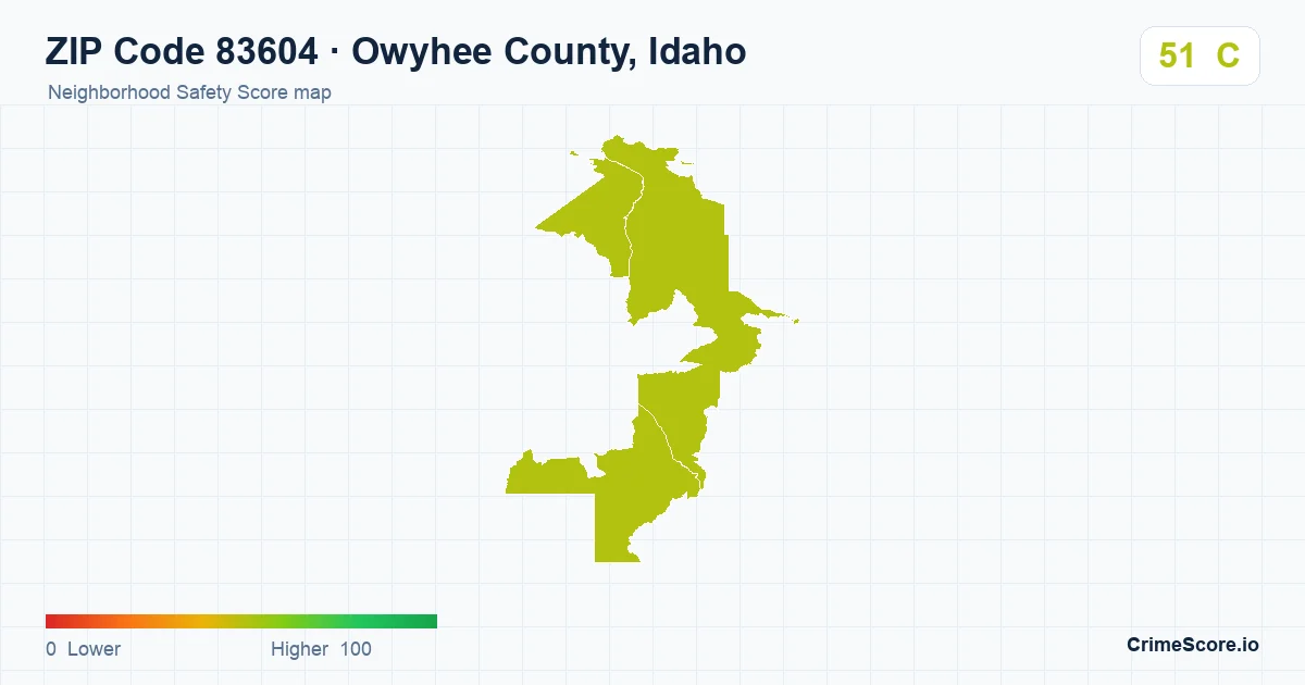 ZIP Code 83604 in Owyhee County, Idaho neighborhood Safety Score map