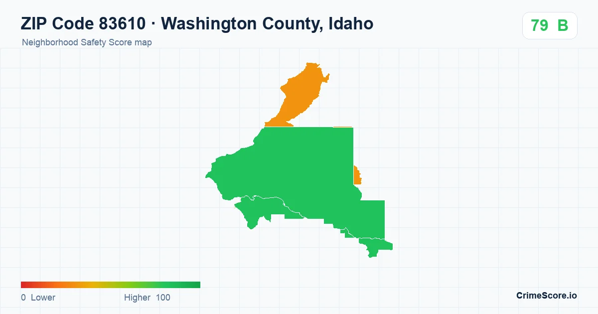 ZIP Code 83610 in Washington County, Idaho neighborhood Safety Score map