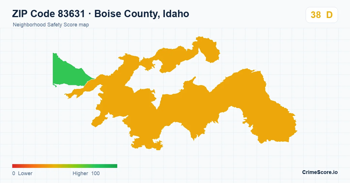 ZIP Code 83631 in Boise County, Idaho neighborhood Safety Score map