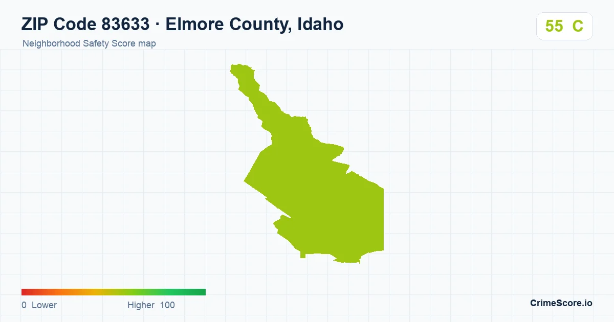 ZIP Code 83633 in Elmore County, Idaho neighborhood Safety Score map