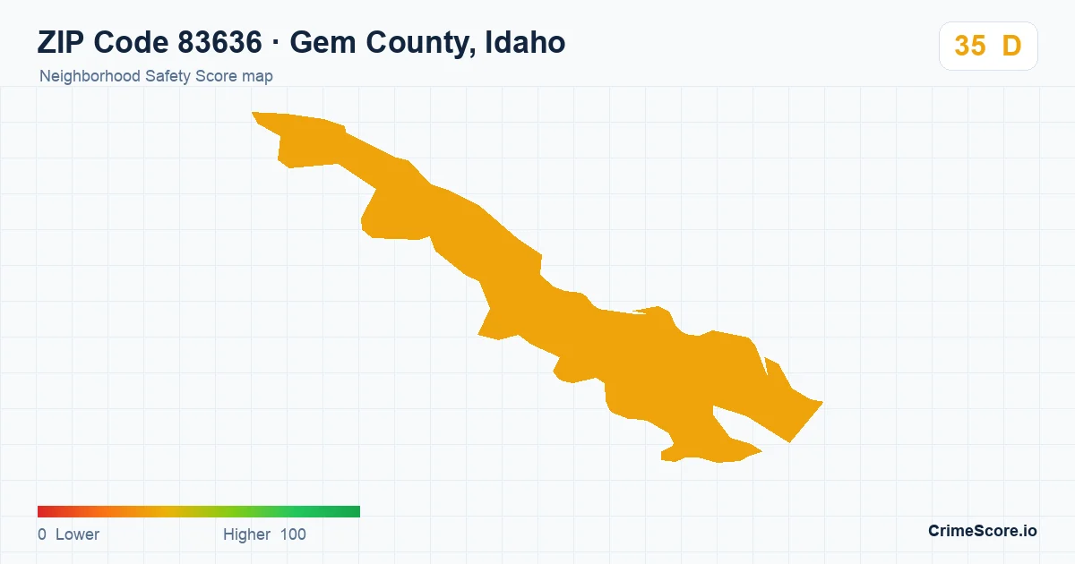 ZIP Code 83636 in Gem County, Idaho neighborhood Safety Score map