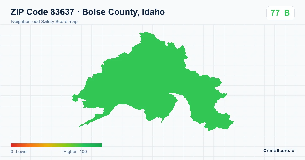 ZIP Code 83637 in Boise County, Idaho neighborhood Safety Score map