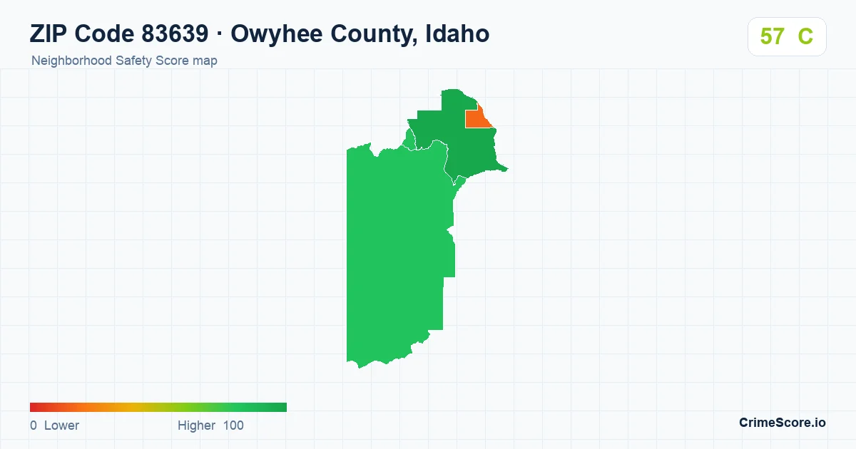 ZIP Code 83639 in Owyhee County, Idaho neighborhood Safety Score map
