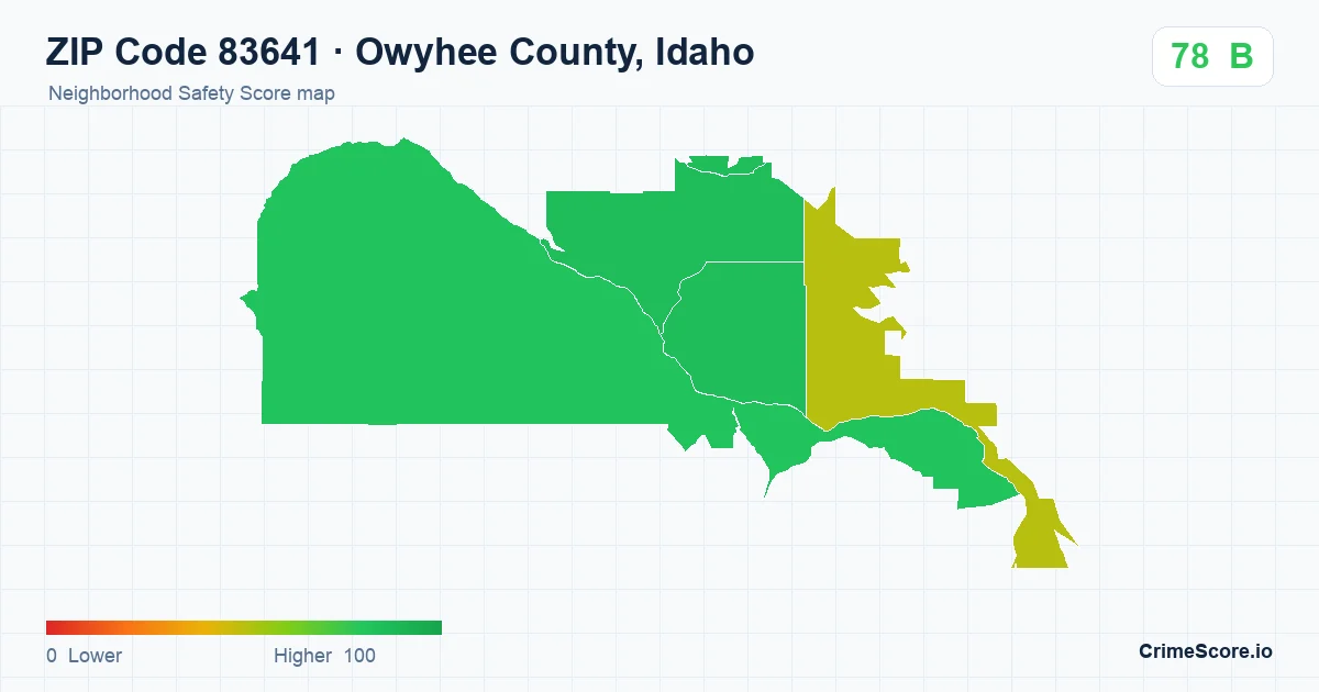ZIP Code 83641 in Owyhee County, Idaho neighborhood Safety Score map