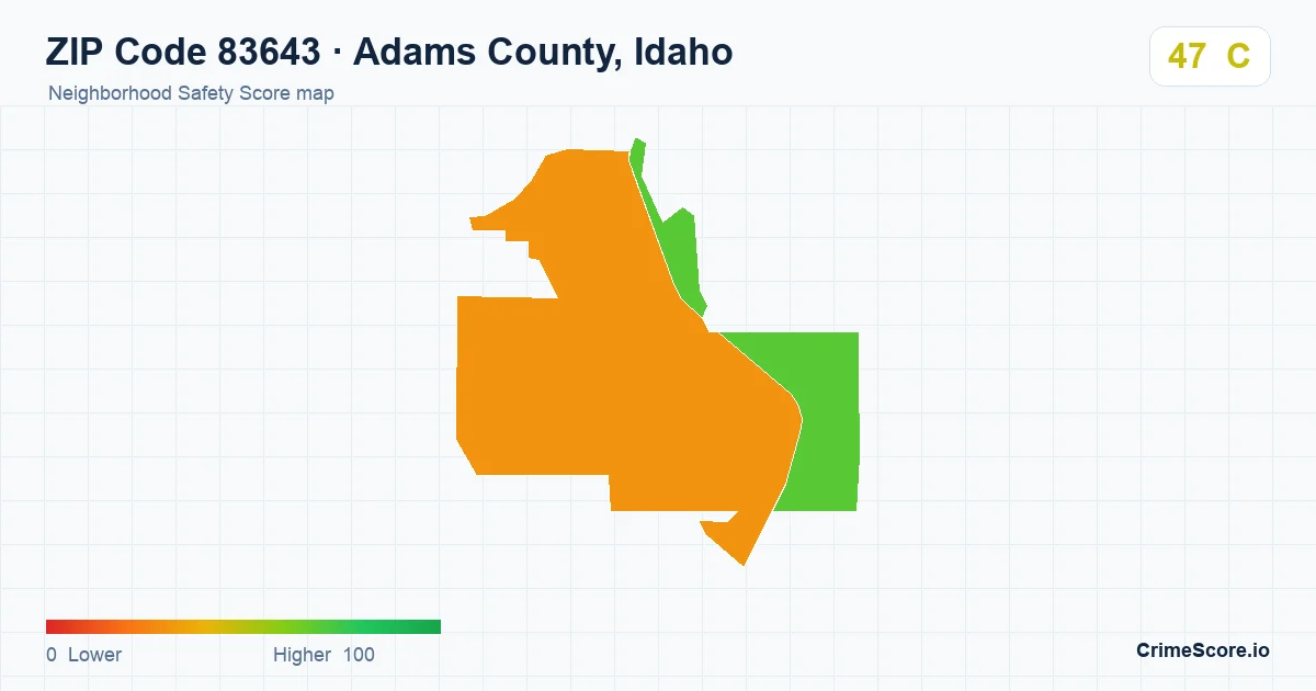 ZIP Code 83643 in Adams County, Idaho neighborhood Safety Score map