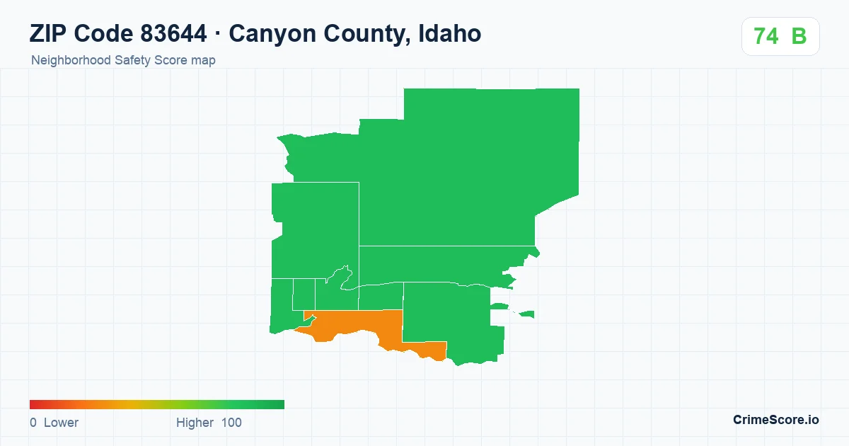 ZIP Code 83644 in Canyon County, Idaho neighborhood Safety Score map