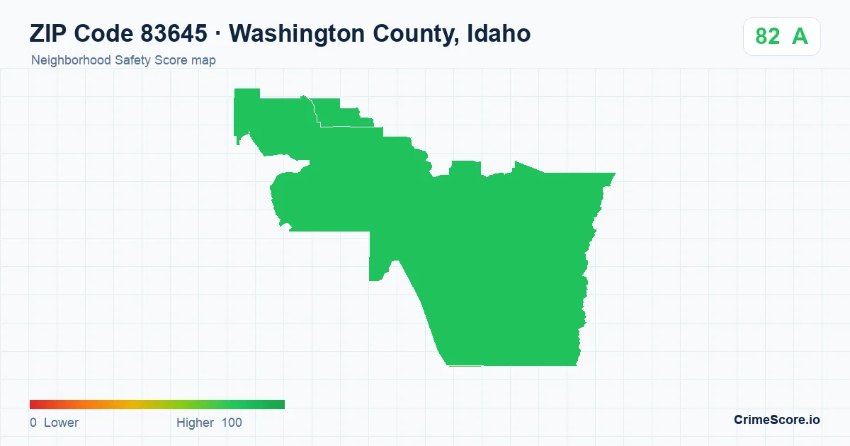 ZIP Code 83645 in Washington County, Idaho neighborhood Safety Score map