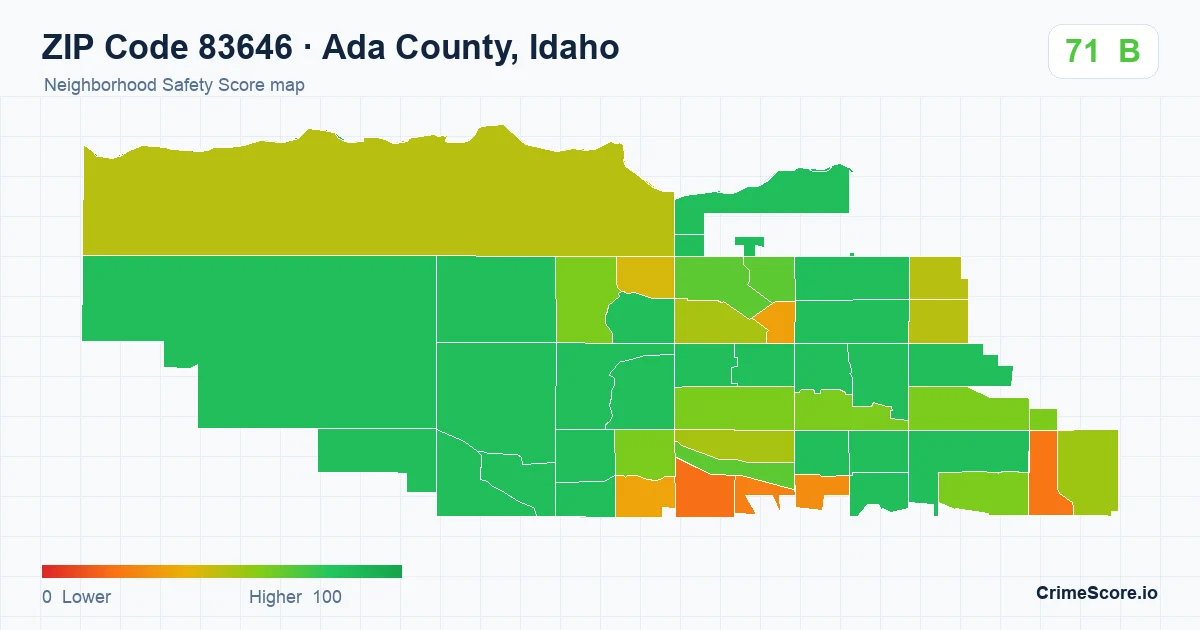 ZIP Code 83646 in Ada County, Idaho neighborhood Safety Score map