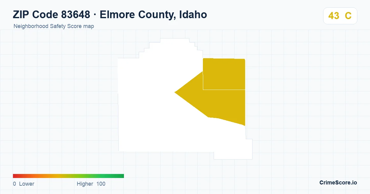 ZIP Code 83648 in Elmore County, Idaho neighborhood Safety Score map