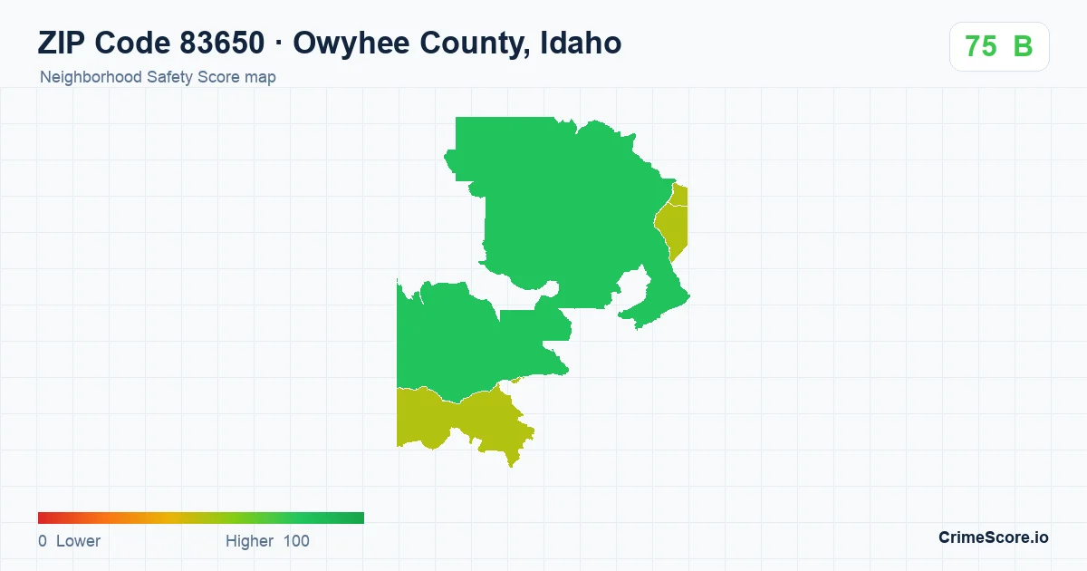 ZIP Code 83650 in Owyhee County, Idaho neighborhood Safety Score map