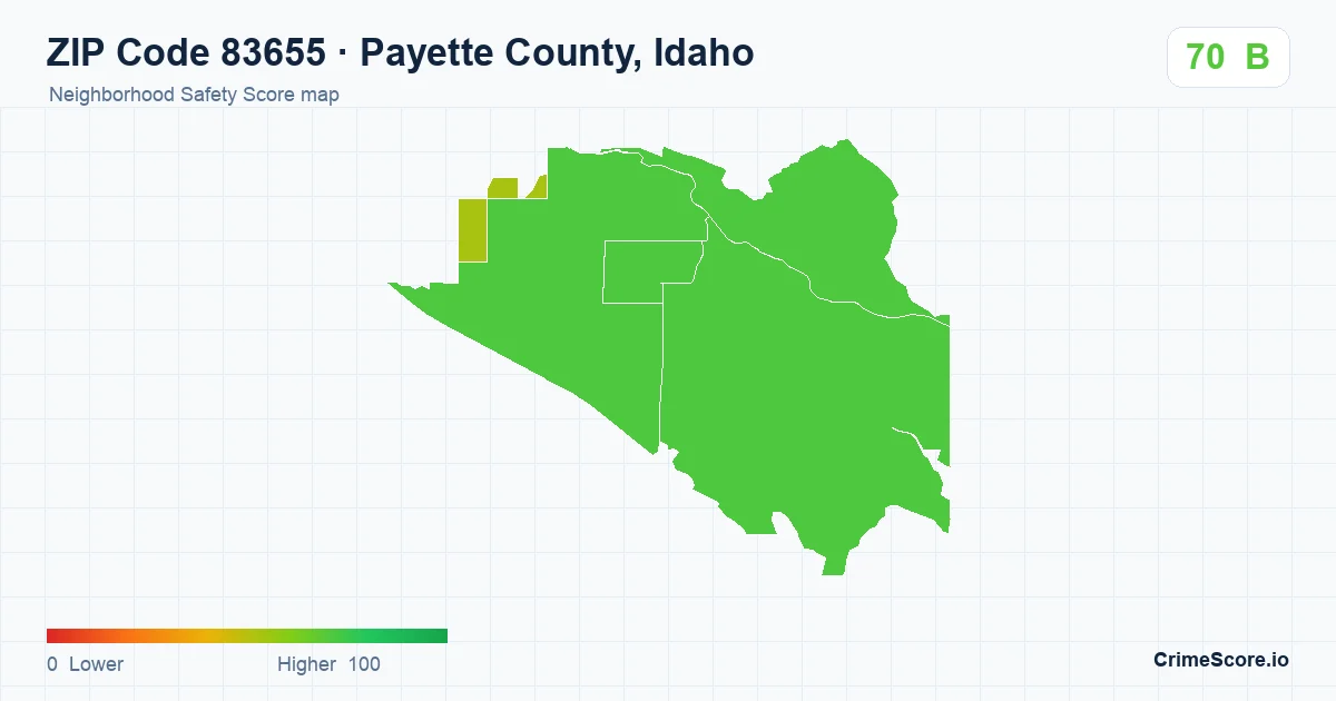 ZIP Code 83655 in Payette County, Idaho neighborhood Safety Score map