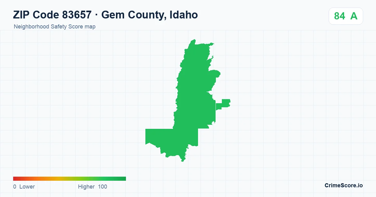 ZIP Code 83657 in Gem County, Idaho neighborhood Safety Score map