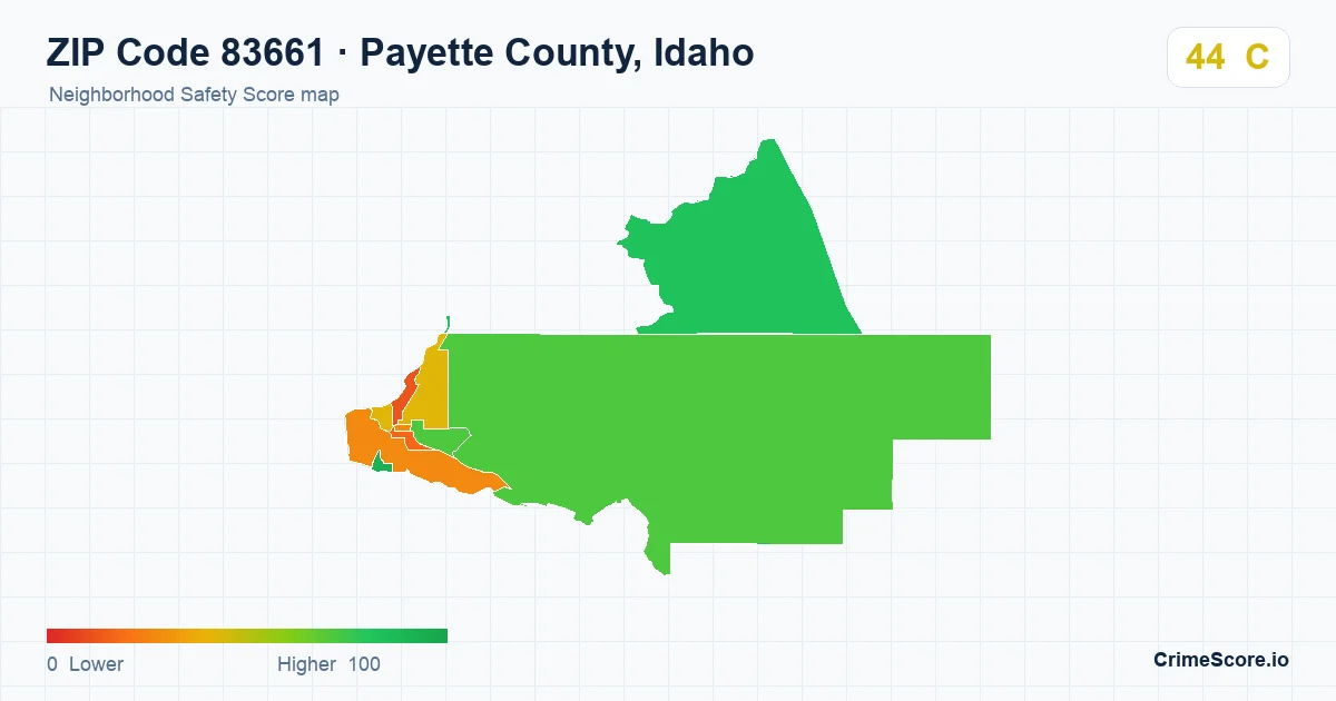 ZIP Code 83661 in Payette County, Idaho neighborhood Safety Score map
