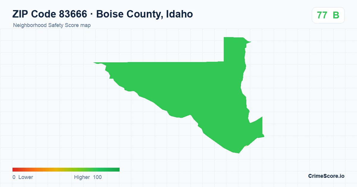 ZIP Code 83666 in Boise County, Idaho neighborhood Safety Score map