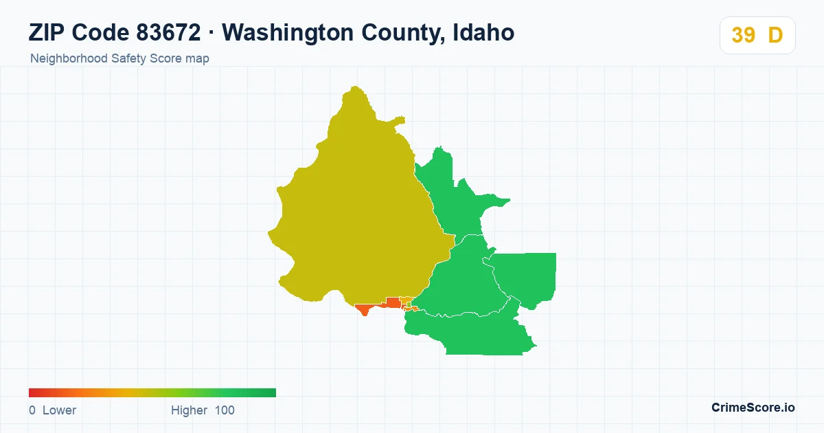 ZIP Code 83672 in Washington County, Idaho neighborhood Safety Score map