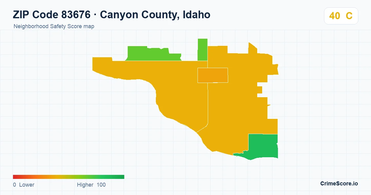 ZIP Code 83676 in Canyon County, Idaho neighborhood Safety Score map