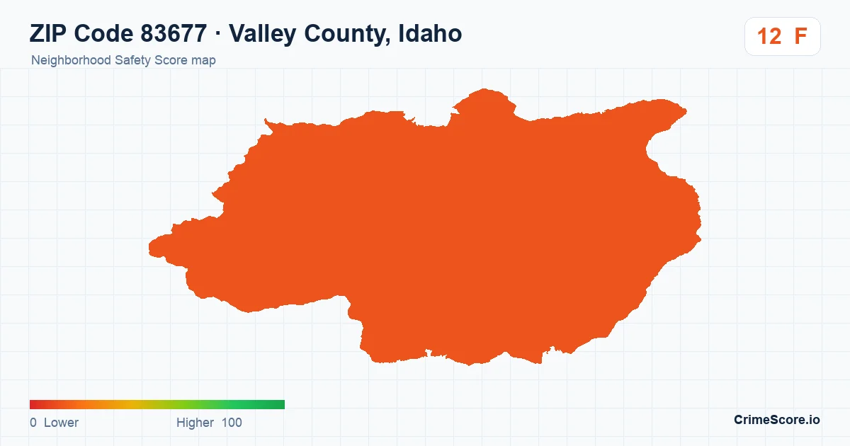 ZIP Code 83677 in Valley County, Idaho neighborhood Safety Score map