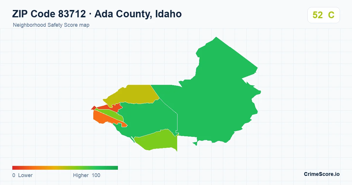 ZIP Code 83712 in Ada County, Idaho neighborhood Safety Score map