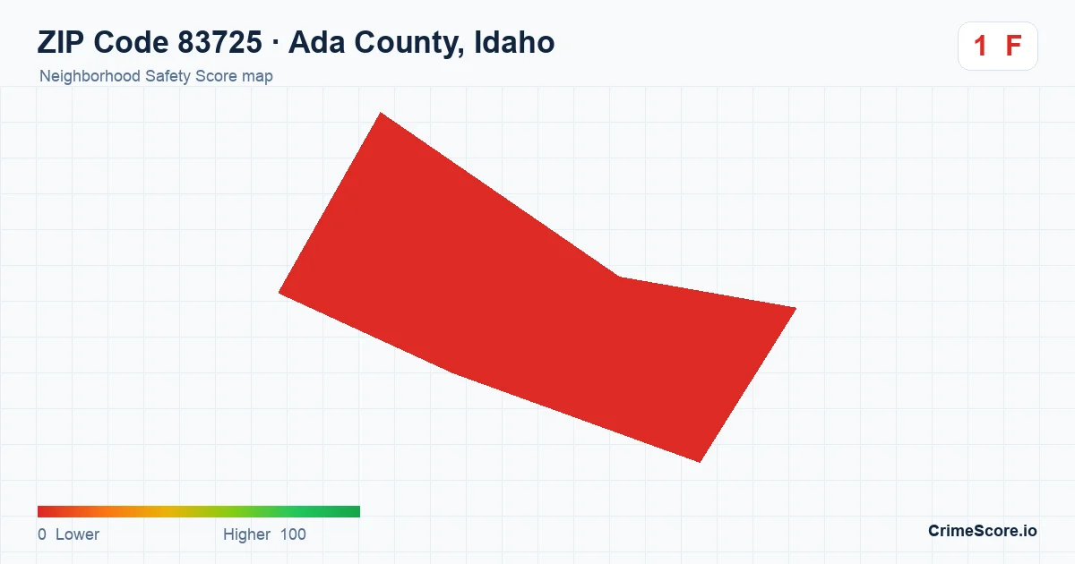 ZIP Code 83725 in Ada County, Idaho neighborhood Safety Score map