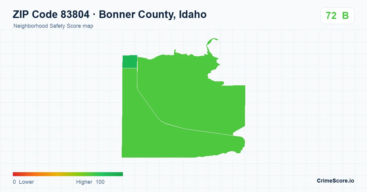 ZIP Code 83804 in Bonner County, Idaho neighborhood Safety Score map