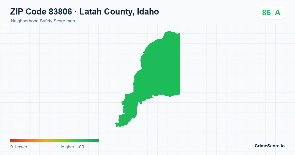 ZIP Code 83806 in Latah County, Idaho neighborhood Safety Score map
