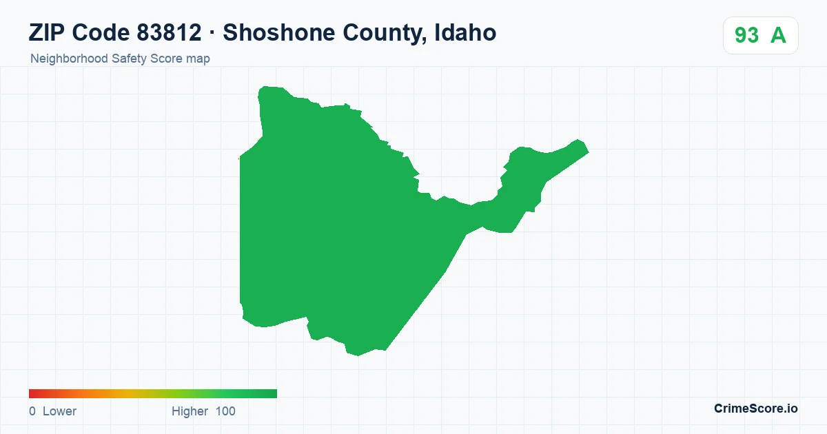 ZIP Code 83812 in Shoshone County, Idaho neighborhood Safety Score map